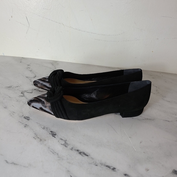 Alexandre Birman Vicky Black Leopard Pony Hair Pointed Toe Flats 7 NWT - Picture 6 of 9